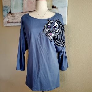 COPY - BOB MACKIE | Black Tiger Grey Tee sz XL